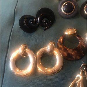 Vintage 80s 90s Colorful Metal Fashion Earrings Lot of 7.